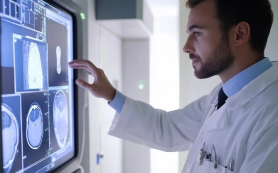 doctor-examining-dicom-viewer-on-wall-mounted-tv
